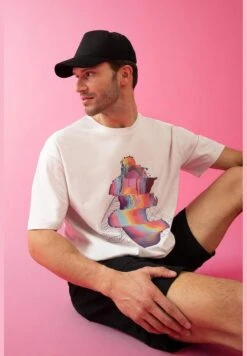 DeFacto Oversize Fit Colour Block Unicorn Print T-Shirt