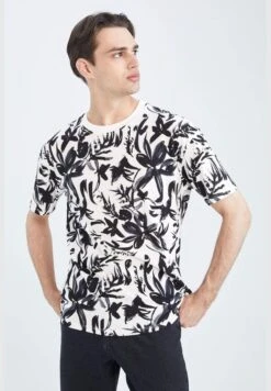 DeFacto Boxy Fit Short Sleeve Palm Print T-Shirt