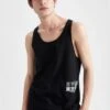 DeFacto Slim Fit Sleeveless Slogan Print Vest -Active Fashion Store 1 zoom desktop 545