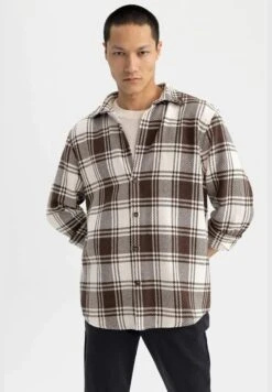 DeFacto Man Polo Neck Woven Long Sleeve Shirt