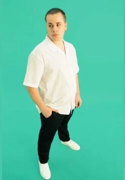 DeFacto Man Plussize Fit Resort Neck Woven Top Short Sleeve Shirt