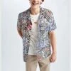 DeFacto Regular Fit Short Sleeve Mystic Print Viscose Shirt