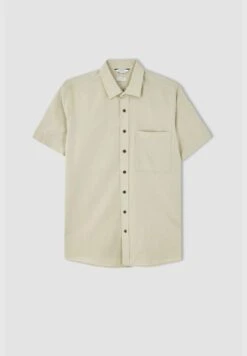 DeFacto Man Regular Fit Polo Neck Woven Top Short Sleeve Shirt
