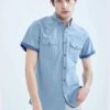 DeFacto Man Slim Fit Polo Neck Woven Short Sleeve Shirt -Active Fashion Store 1 zoom desktop 728