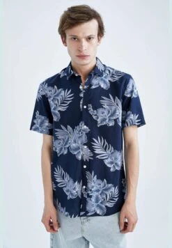 DeFacto Regular Fit Short Sleeve Floral Print Poplin Shirt