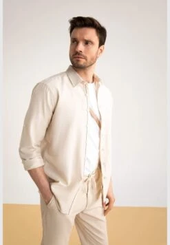 DeFacto Man Polo Neck Woven Long Sleeve Shirt
