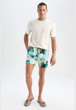 DeFacto Regular Fit Tie Waist Palm Print Swimming Short