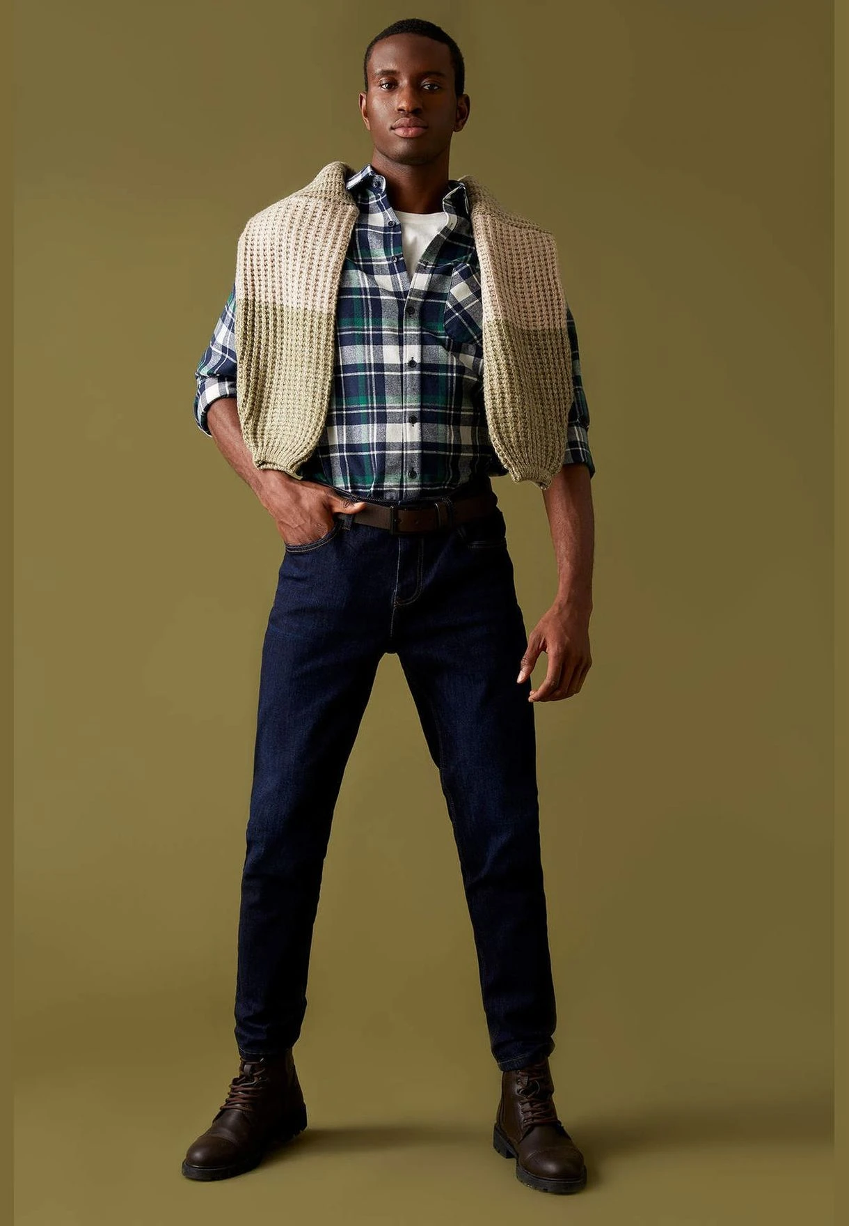 DeFacto Regular Fit Long Sleeve Check Print Knit Shirt 4 DeFacto Regular Fit Long Sleeve Check Print Knit Shirt - Image 2