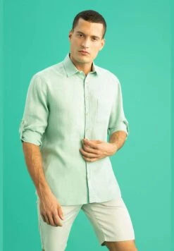 DeFacto Man Regular Fit Polo Neck Woven Top Long Sleeve Shirt -Active Fashion Store 3 zoom desktop 687