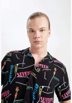 DeFacto Regular Fit Short Sleeve Text Print Viscose Shirt -Active Fashion Store 3 zoom desktop 744