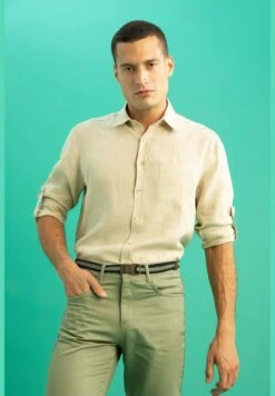 DeFacto Man Regular Fit Polo Neck Woven Top Long Sleeve Shirt -Active Fashion Store 4 zoom desktop 616