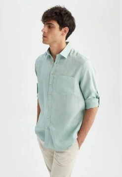 DeFacto Man Regular Fit Polo Neck Woven Top Long Sleeve Shirt -Active Fashion Store 4 zoom desktop 672