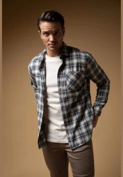 DeFacto Man Modern Fit Polo Neck Woven Long Sleeve Shirt -Active Fashion Store 4 zoom desktop 731