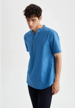 DeFacto Man Modern Fit V-Neck Woven Top Short Sleeve Shirt -Active Fashion Store 5 zoom desktop 203