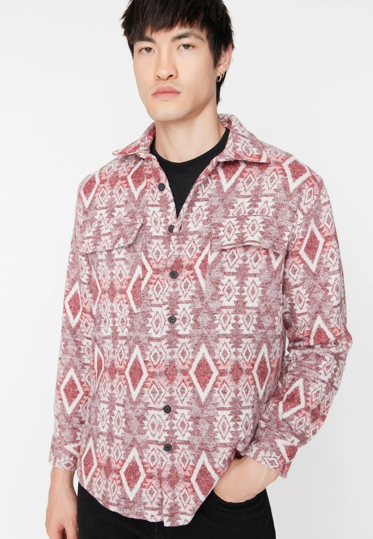 Trendyol Flap Pocket Printed Regular Fit Shirt 7 Trendyol Flap Pocket Printed Regular Fit Shirt - Image 5