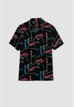 DeFacto Regular Fit Short Sleeve Text Print Viscose Shirt -Active Fashion Store 5 zoom desktop 275