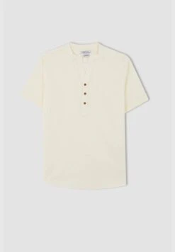 DeFacto Man Modern Fit V-Neck Woven Top Short Sleeve Shirt -Active Fashion Store 6 zoom desktop 130