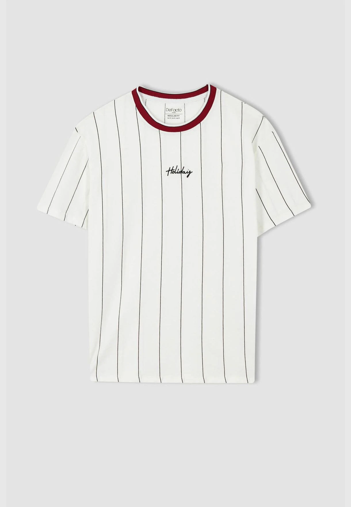 DeFacto Regular Fit Short Sleeve Striped Slogan Print T-Shirt 8 DeFacto Regular Fit Short Sleeve Striped Slogan Print T-Shirt - Image 6