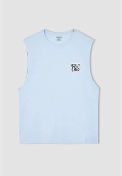 DeFacto Boxy Fit Sleeveless Minimal Slogan Print Vest -Active Fashion Store 7 zoom desktop 82